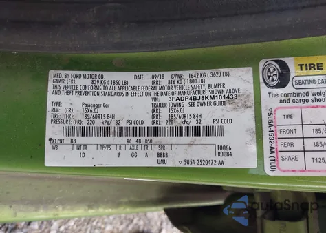 2019 Ford Fiesta Se from USA, damaged, VIN 3FADP4BJ8KM101433